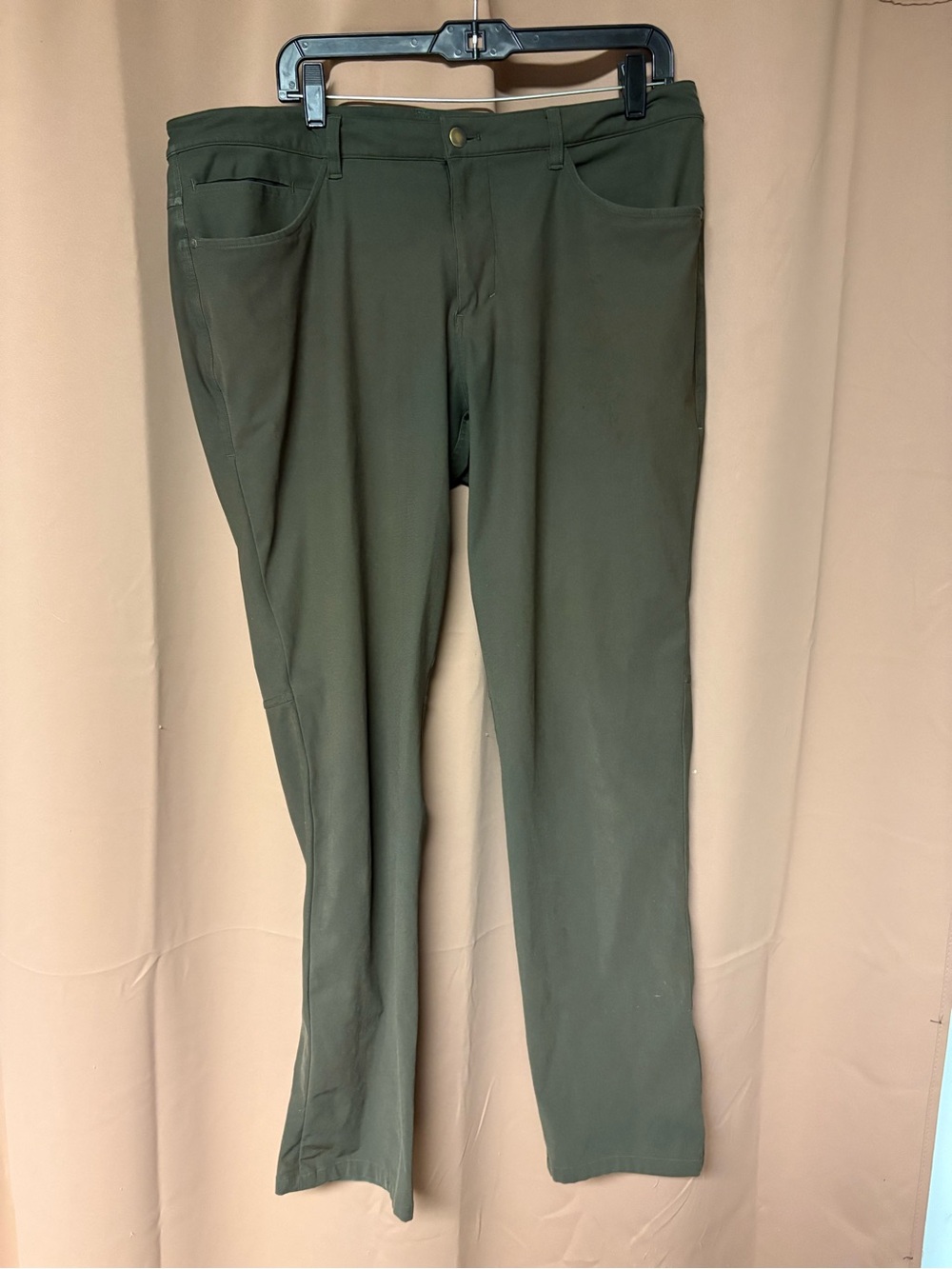 Lululemon ABC 5-Pocket Pants Men's 36x32 Olive Green Stretch Warpstreme Casual